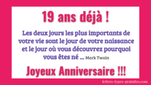 Message anniversaire 19 ans  Poème Sms joyeux anniversaire  Fille Garçon