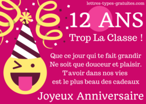 Anniversaire 12 ans  Texte pour carte joyeux anniversaire  Humour Amitié